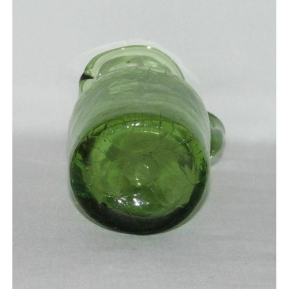 Elegant Glass CRACKLE Olive Green Slender Miniature Pitcher - Picture 4 of 4